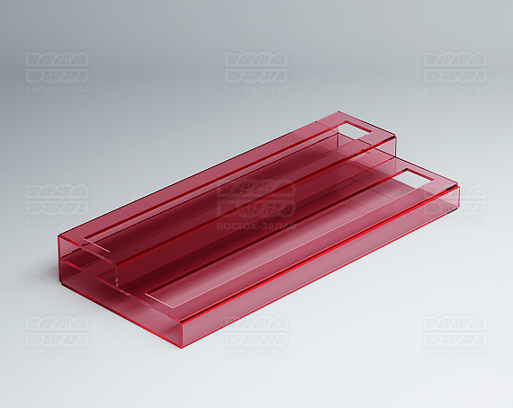 Подставка с общим отверстием 2 яруса 350х120х51 мм K_28 - фото 3, цвет - Красный, материал - Прозрачный акрил