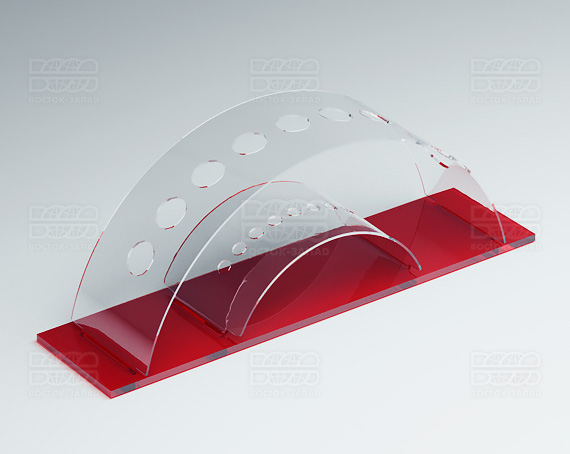 Подставка для кисточек 200х70х50 мм  К_21 - фото 3, цвет - Красный, материал - Прозрачный акрил