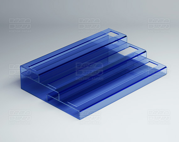 Подставка с общим отверстием 3 яруса 350х174х75 мм K_27 - фото 3, цвет - Синий, материал - Прозрачный акрил