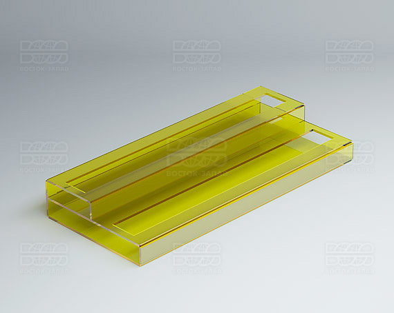 Подставка с общим отверстием 2 яруса 350х120х51 мм K_28 - фото 3, цвет - Желтый, материал - Прозрачный акрил