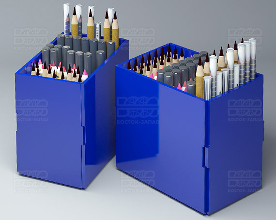 Подставка под карандаши 100х100х65 мм К_19 - фото 1, цвет - Синий, материал - Глухой акрил