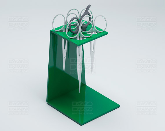 Подставка для ножниц 90х135х90 мм K_29 - фото 1, цвет - Зеленый, материал - Глухой акрил