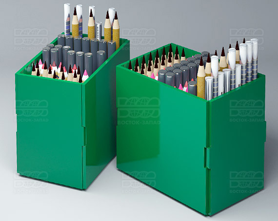 Подставка под карандаши 100х100х65 мм К_19 - фото 1, цвет - Зеленый, материал - Глухой акрил