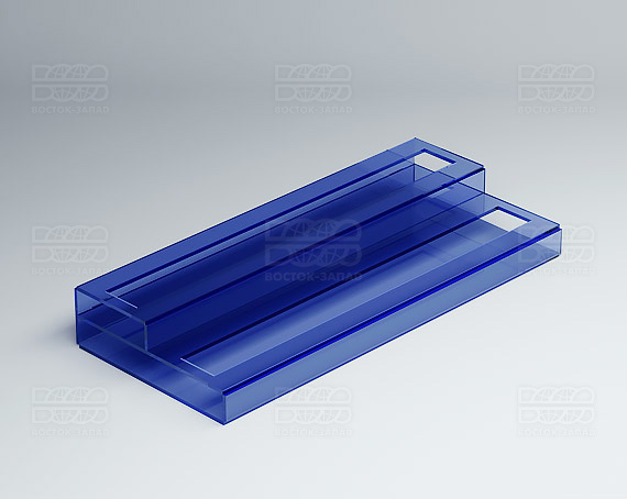 Подставка с общим отверстием 2 яруса 350х120х51 мм K_28 - фото 3, цвет - Синий, материал - Прозрачный акрил
