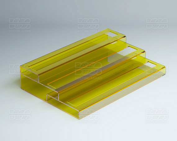 Подставка с общим отверстием 3 яруса 350х174х75 мм K_27 - фото 3, цвет - Желтый, материал - Прозрачный акрил