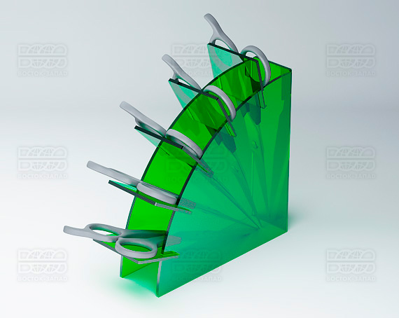 Подставка для ножниц 100х30х100 мм K_30 - фото 1, цвет - Зеленый, материал - Прозрачный акрил