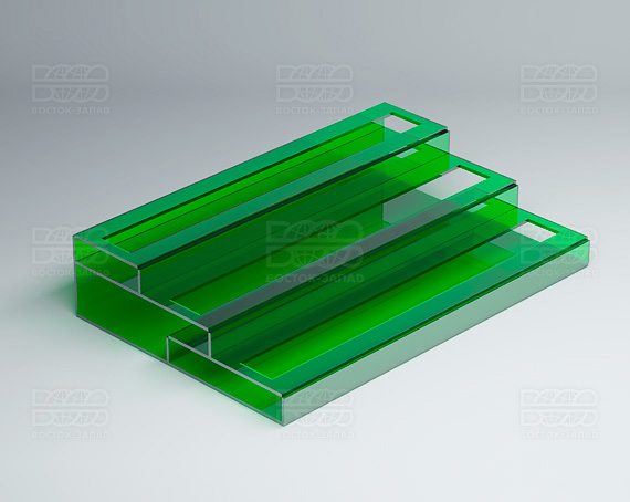 Подставка с общим отверстием 3 яруса 350х174х75 мм K_27 - фото 3, цвет - Зеленый, материал - Прозрачный акрил