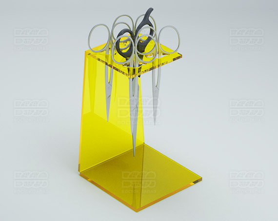 Подставка для ножниц 90х135х90 мм K_29 - фото 1, цвет - Желтый, материал - Прозрачный акрил