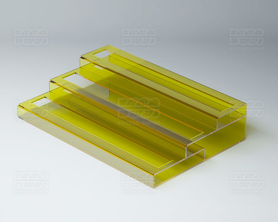 Подставка с общим отверстием 3 яруса 350х174х75 мм K_27 - фото 2, цвет - Желтый, материал - Прозрачный акрил