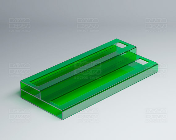 Подставка с общим отверстием 2 яруса 350х120х51 мм K_28 - фото 3, цвет - Зеленый, материал - Прозрачный акрил
