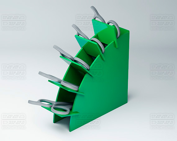 Подставка для ножниц 100х30х100 мм K_30 - фото 1, цвет - Зеленый, материал - Глухой акрил