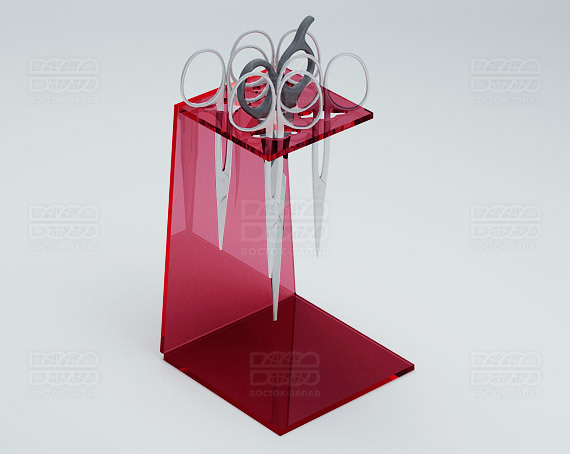 Подставка для ножниц 90х135х90 мм K_29 - фото 1, цвет - Красный, материал - Прозрачный акрил