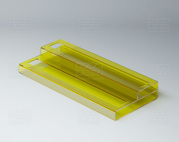 Подставка с общим отверстием 2 яруса 350х120х51 мм K_28 - фото 2, цвет - Желтый, материал - Прозрачный акрил