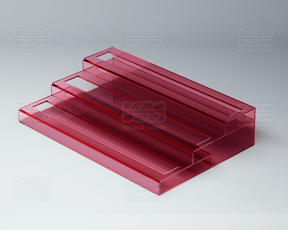 Подставка с общим отверстием 3 яруса 350х174х75 мм K_27 - фото 2, цвет - Красный, материал - Прозрачный акрил