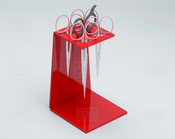 Подставка для ножниц 90х135х90 мм K_29 - фото 1, цвет - Красный, материал - Глухой акрил