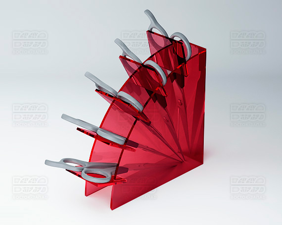 Подставка для ножниц 100х30х100 мм K_30 - фото 1, цвет - Красный, материал - Прозрачный акрил