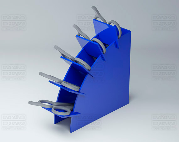 Подставка для ножниц 100х30х100 мм K_30 - фото 1, цвет - Синий, материал - Глухой акрил