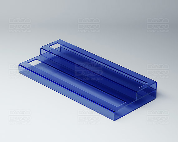 Подставка с общим отверстием 2 яруса 350х120х51 мм K_28 - фото 2, цвет - Синий, материал - Прозрачный акрил