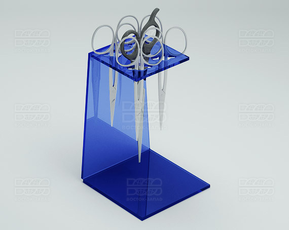 Подставка для ножниц 90х135х90 мм K_29 - фото 1, цвет - Синий, материал - Прозрачный акрил