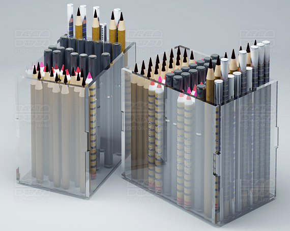 Подставка под карандаши 100х100х65 мм К_19 - фото 1, цвет - Прозрачный, материал - Прозрачный акрил