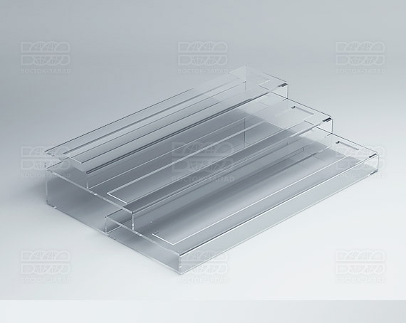 Подставка с общим отверстием 3 яруса 350х174х75 мм K_27 - фото 3, цвет - Прозрачный, материал - Прозрачный акрил