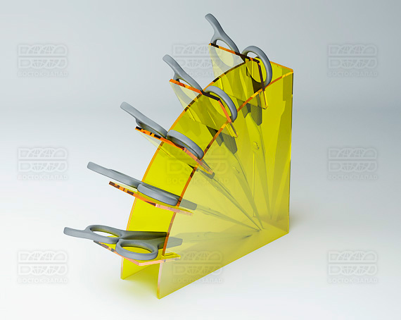 Подставка для ножниц 100х30х100 мм K_30 - фото 1, цвет - Желтый, материал - Прозрачный акрил