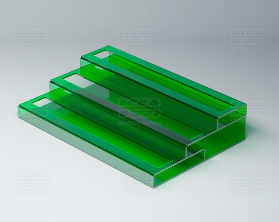 Подставка с общим отверстием 3 яруса 350х174х75 мм K_27 - фото 2, цвет - Зеленый, материал - Прозрачный акрил