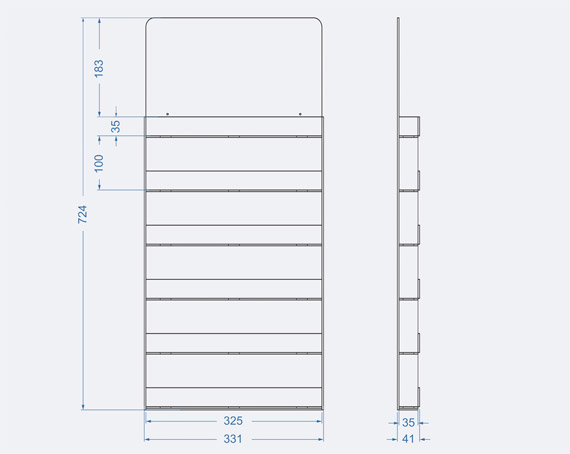 Дисплей настенный для лаков 331х724х41мм, К-35 - фото 4, цвет - Черный, материал - Глухой акрил