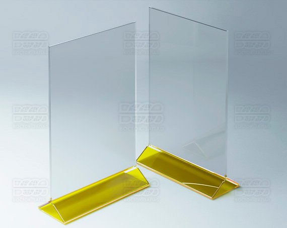 Тейбл-тент (под формат А4) K_31 - фото 2, цвет - Желтый, материал - Прозрачный акрил