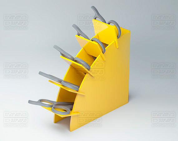 Подставка для ножниц 100х30х100 мм K_30 - фото 1, цвет - Желтый, материал - Глухой акрил