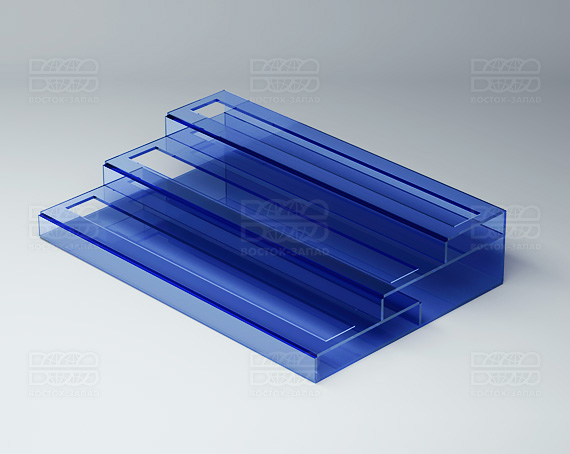 Подставка с общим отверстием 3 яруса 350х174х75 мм K_27 - фото 2, цвет - Синий, материал - Прозрачный акрил